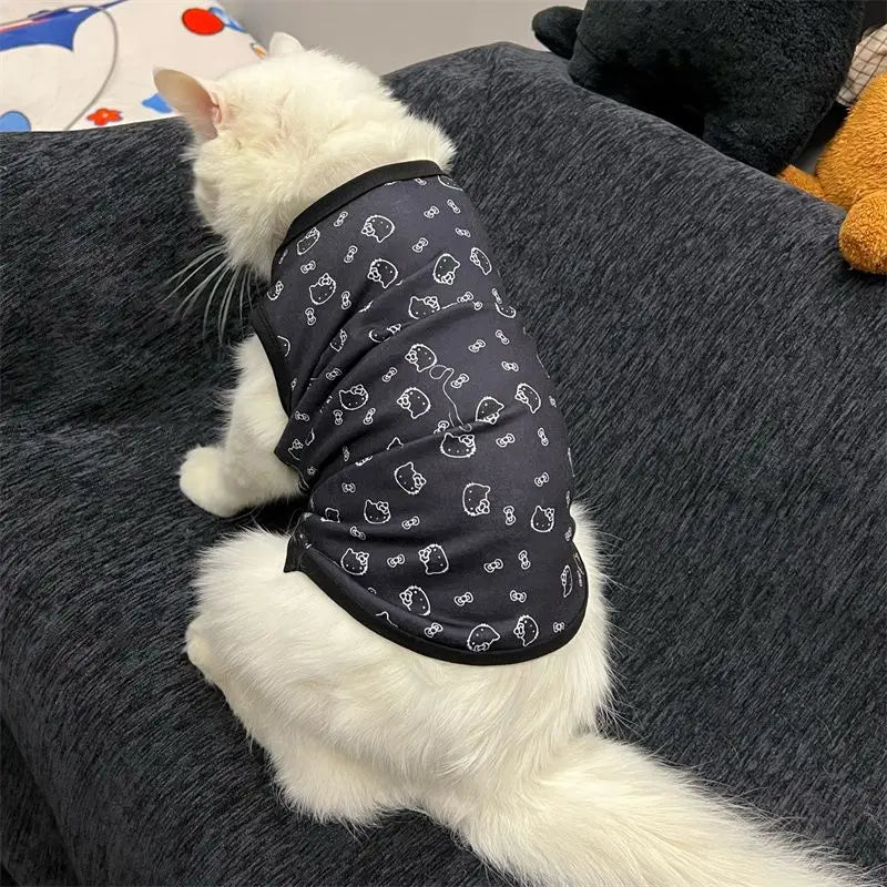 Sanrio Hello Kitty Kawaii Flannel Pet Vest Cartoon Cat Clothes Keep Warm Small Dog Creative Anime Series Clothes Pet Dress Up