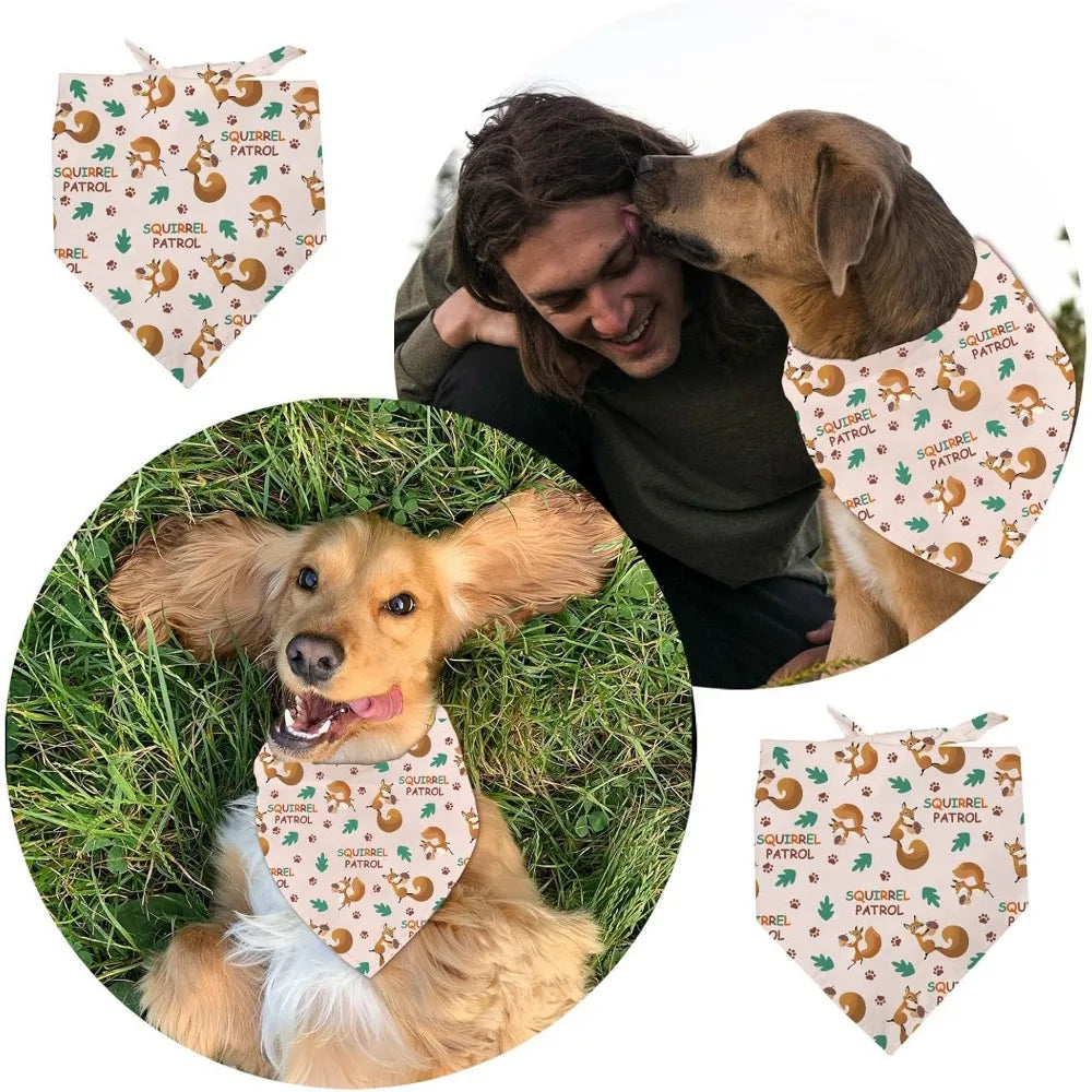 1 Pc Pet Dog Bandana Cotton Triangle Pet's Bandana Squirrel Patrol Washable Scarf Bibs Animal Foot Printed Pet making kit