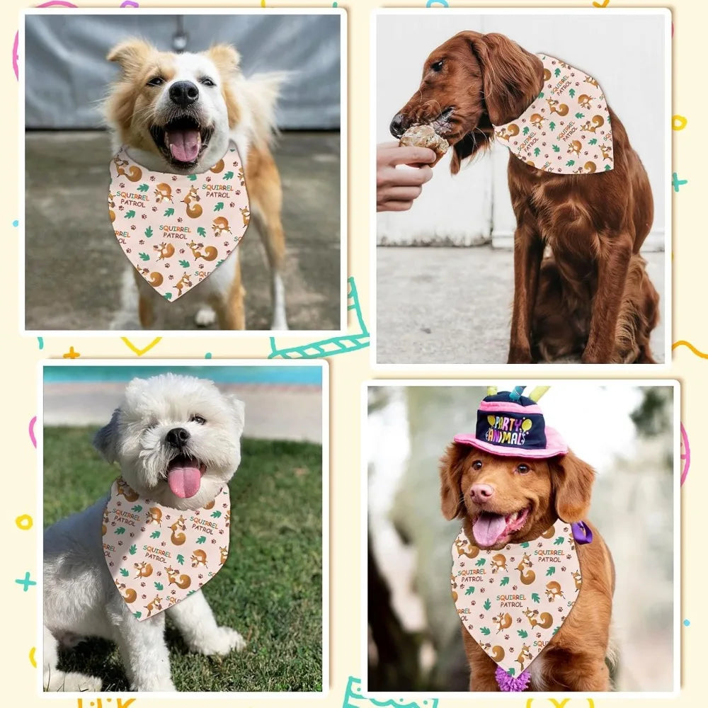 1 Pc Pet Dog Bandana Cotton Triangle Pet's Bandana Squirrel Patrol Washable Scarf Bibs Animal Foot Printed Pet making kit