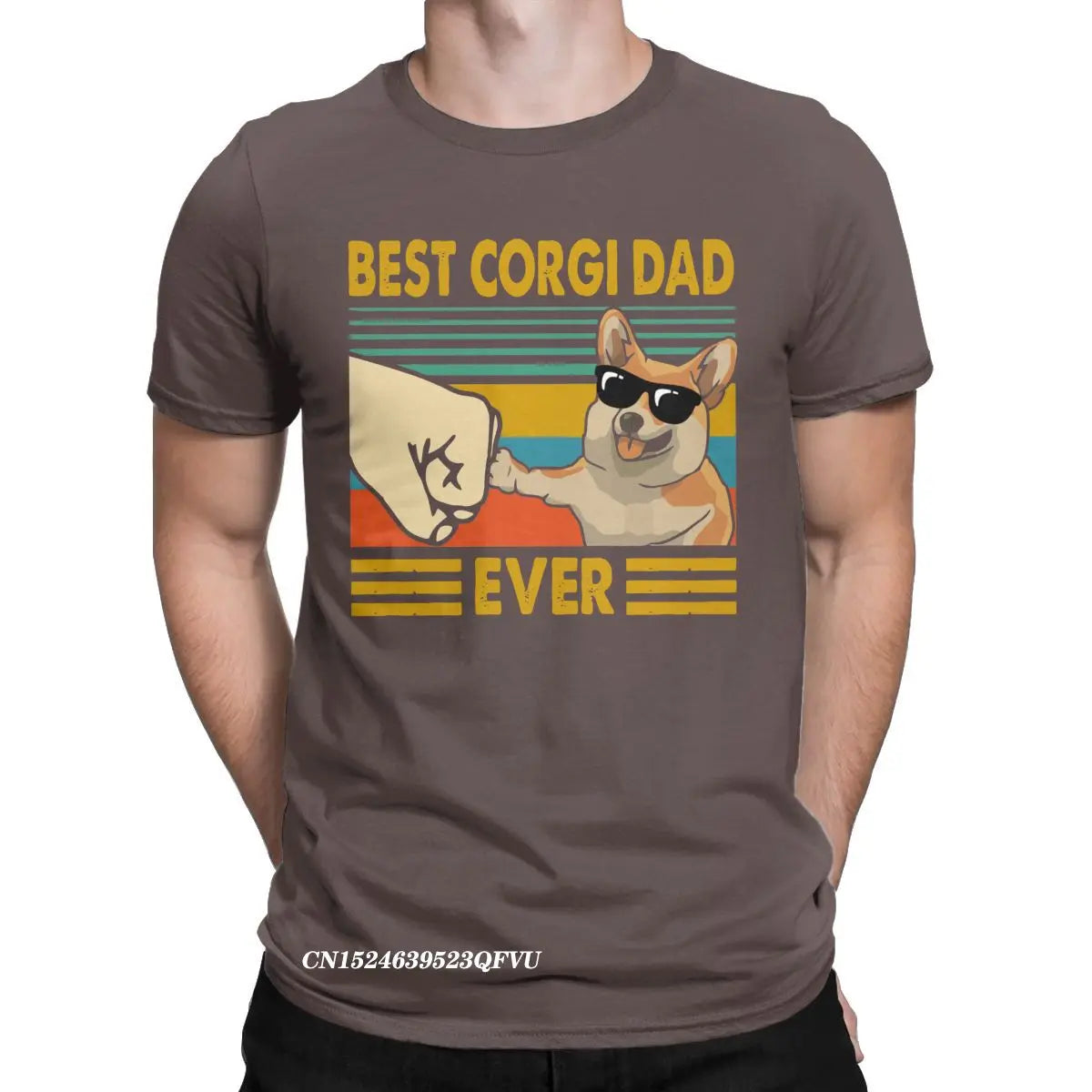 Men's T-Shirts Best Corgi Dad Ever Funny Corgi Owner Cool Cotton Tee Shirt Dog Animal Tshirt Round Collar Clothing Gift Idea