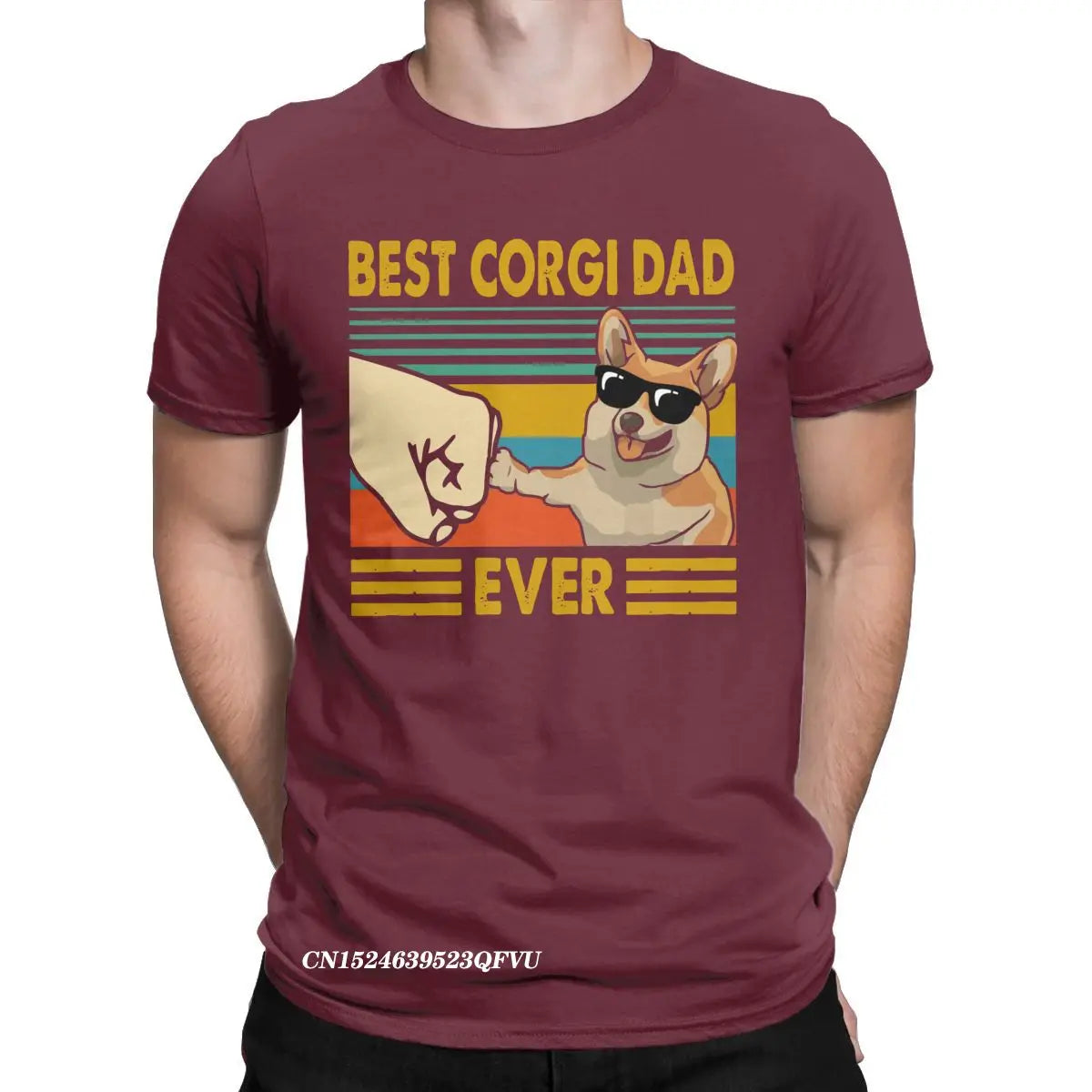 Men's T-Shirts Best Corgi Dad Ever Funny Corgi Owner Cool Cotton Tee Shirt Dog Animal Tshirt Round Collar Clothing Gift Idea