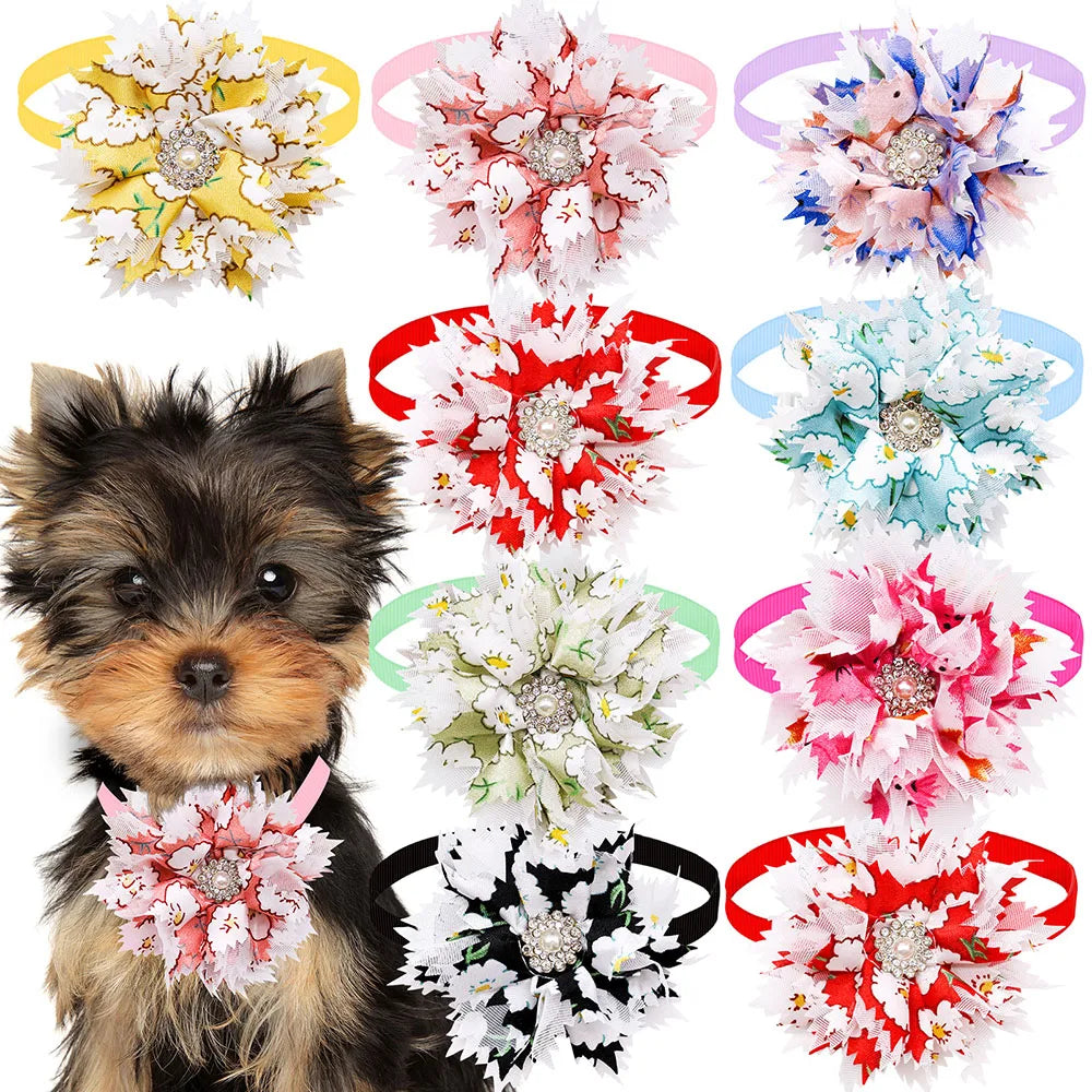 10/20PCS Cute Dog Bowties Collar-flower Adjustable Bow Tie For Small Dogs Pet Supplies Dog Bowknot Pet Grooming Accessories