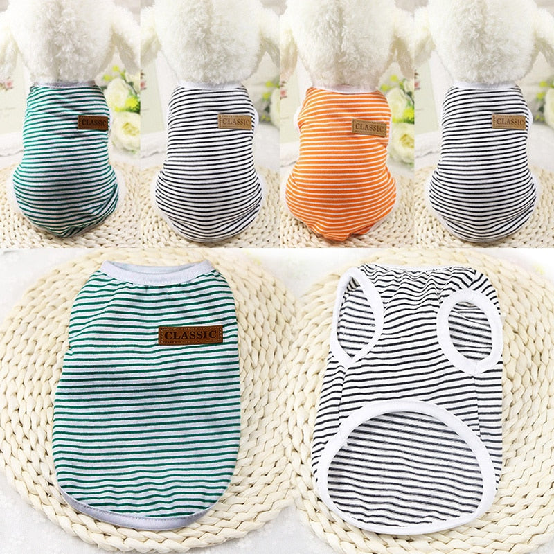 Cat Clothes Cotton Striped Vest Pet Cats T
