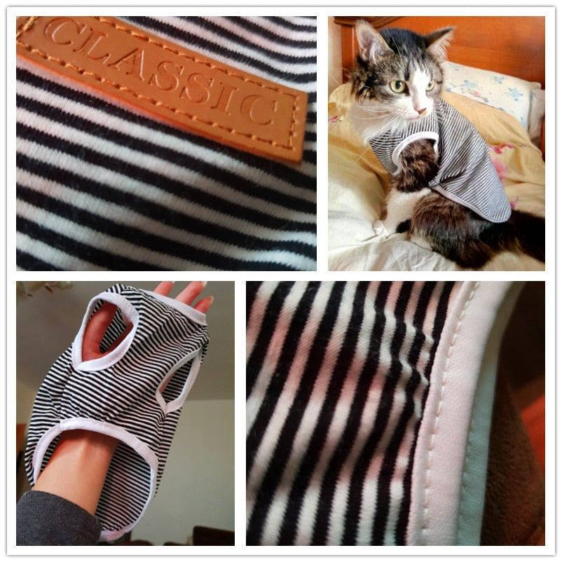 Cat Clothes Cotton Striped Vest Pet Cats T