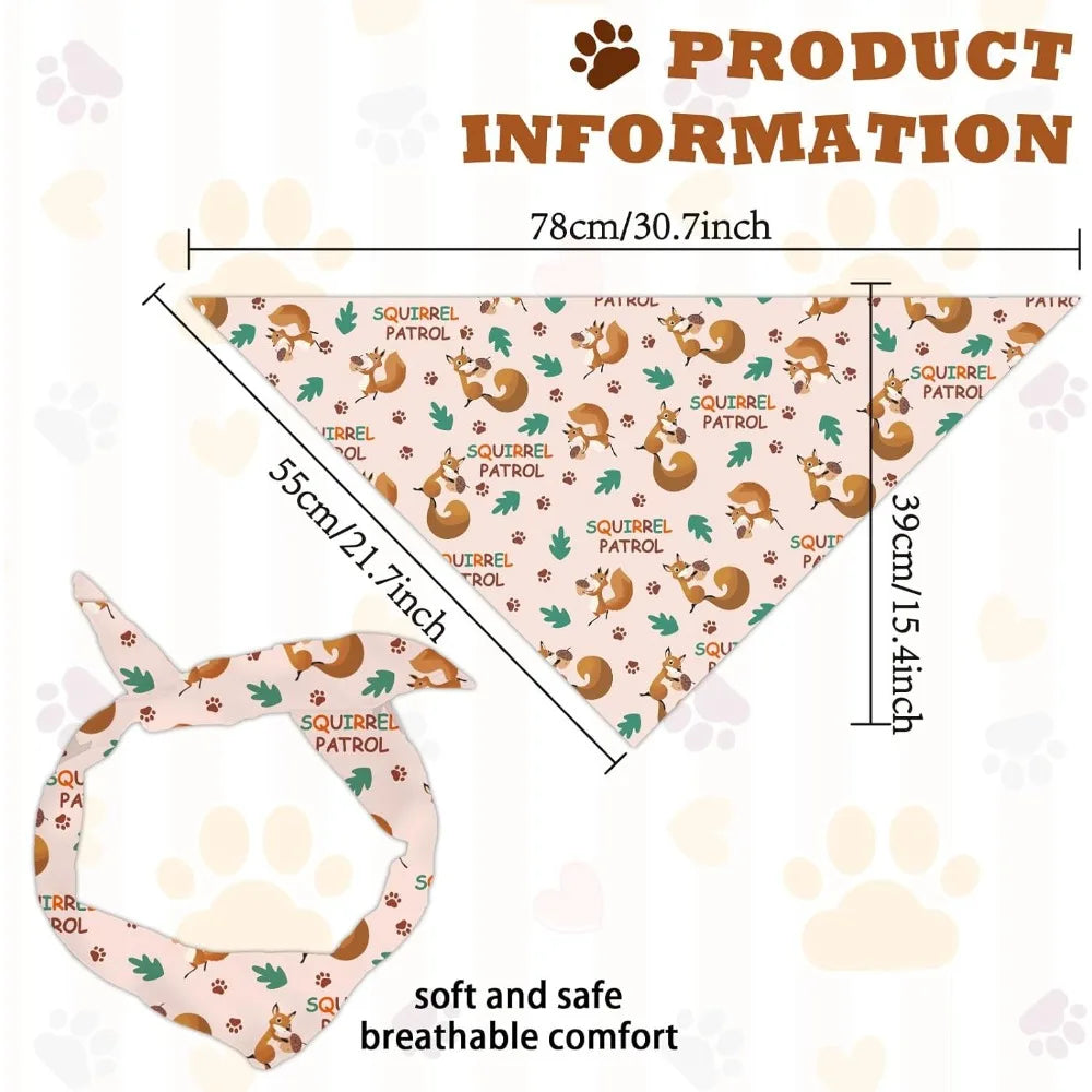 1 Pc Pet Dog Bandana Cotton Triangle Pet's Bandana Squirrel Patrol Washable Scarf Bibs Animal Foot Printed Pet making kit