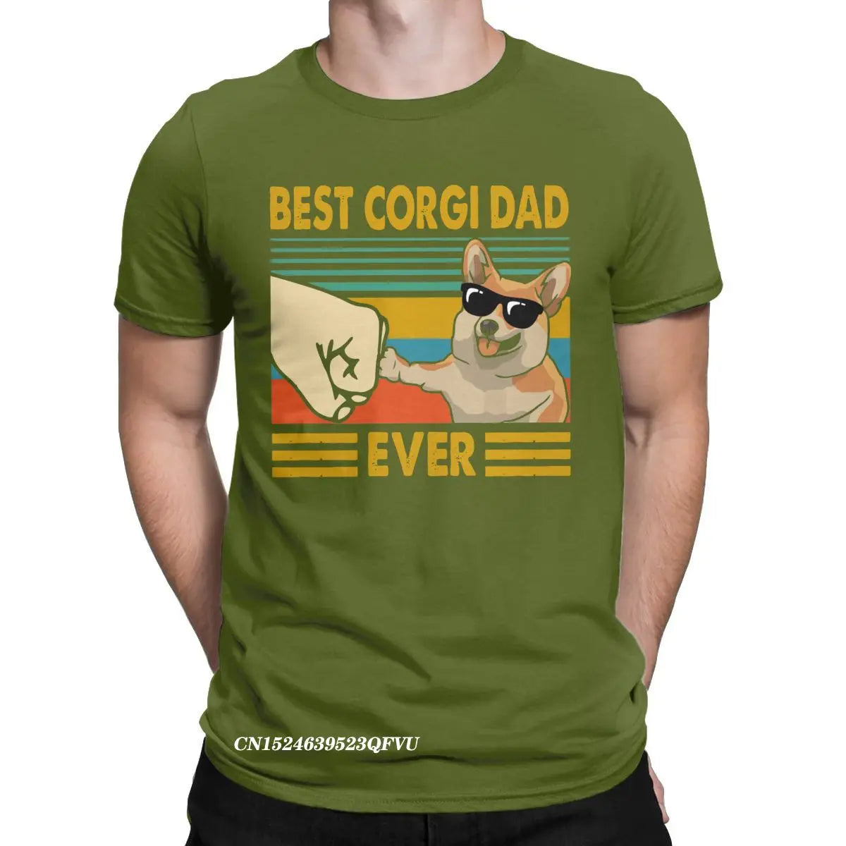 Men's T-Shirts Best Corgi Dad Ever Funny Corgi Owner Cool Cotton Tee Shirt Dog Animal Tshirt Round Collar Clothing Gift Idea