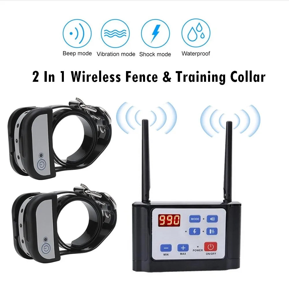 990 Yards 2 In 1 Pet Dog Wireless Fence Remote Training Collar Waterproof Rechargeable Electric Pet Fence Anti Runaway Barrier