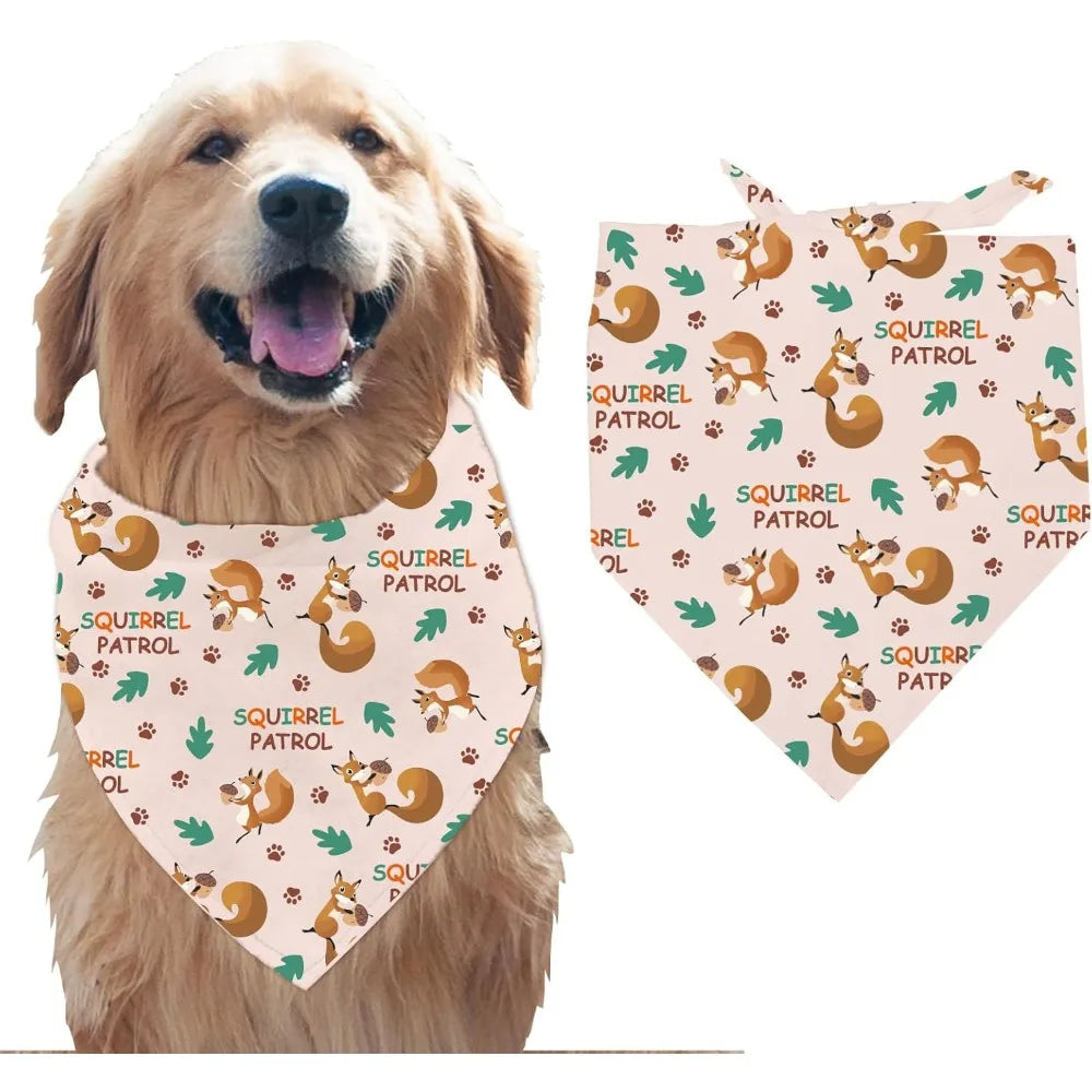 1 Pc Pet Dog Bandana Cotton Triangle Pet's Bandana Squirrel Patrol Washable Scarf Bibs Animal Foot Printed Pet making kit