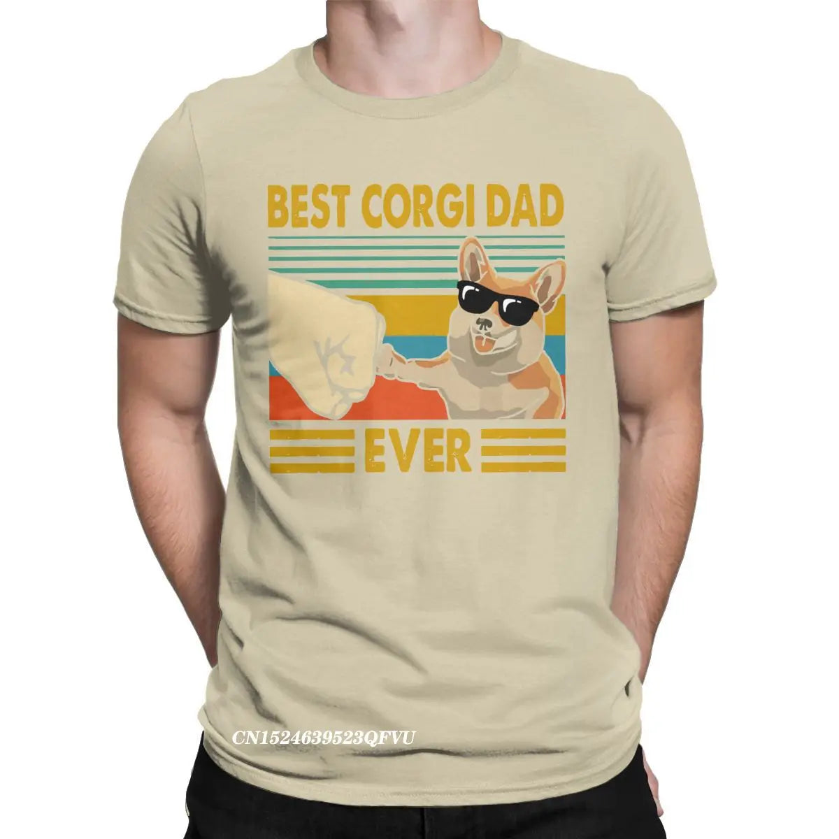 Men's T-Shirts Best Corgi Dad Ever Funny Corgi Owner Cool Cotton Tee Shirt Dog Animal Tshirt Round Collar Clothing Gift Idea