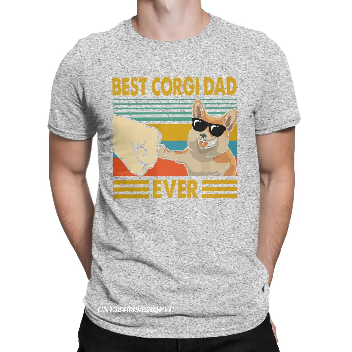 Men's T-Shirts Best Corgi Dad Ever Funny Corgi Owner Cool Cotton Tee Shirt Dog Animal Tshirt Round Collar Clothing Gift Idea