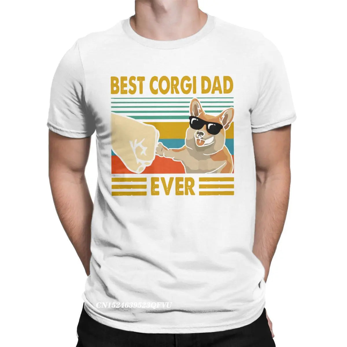 Men's T-Shirts Best Corgi Dad Ever Funny Corgi Owner Cool Cotton Tee Shirt Dog Animal Tshirt Round Collar Clothing Gift Idea