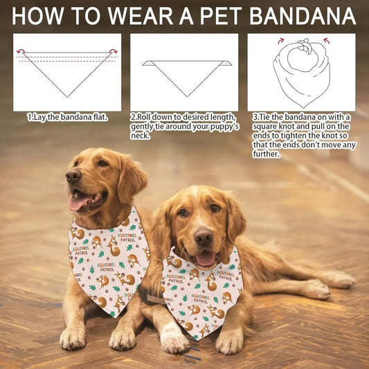 1 Pc Pet Dog Bandana Cotton Triangle Pet's Bandana Squirrel Patrol Washable Scarf Bibs Animal Foot Printed Pet making kit