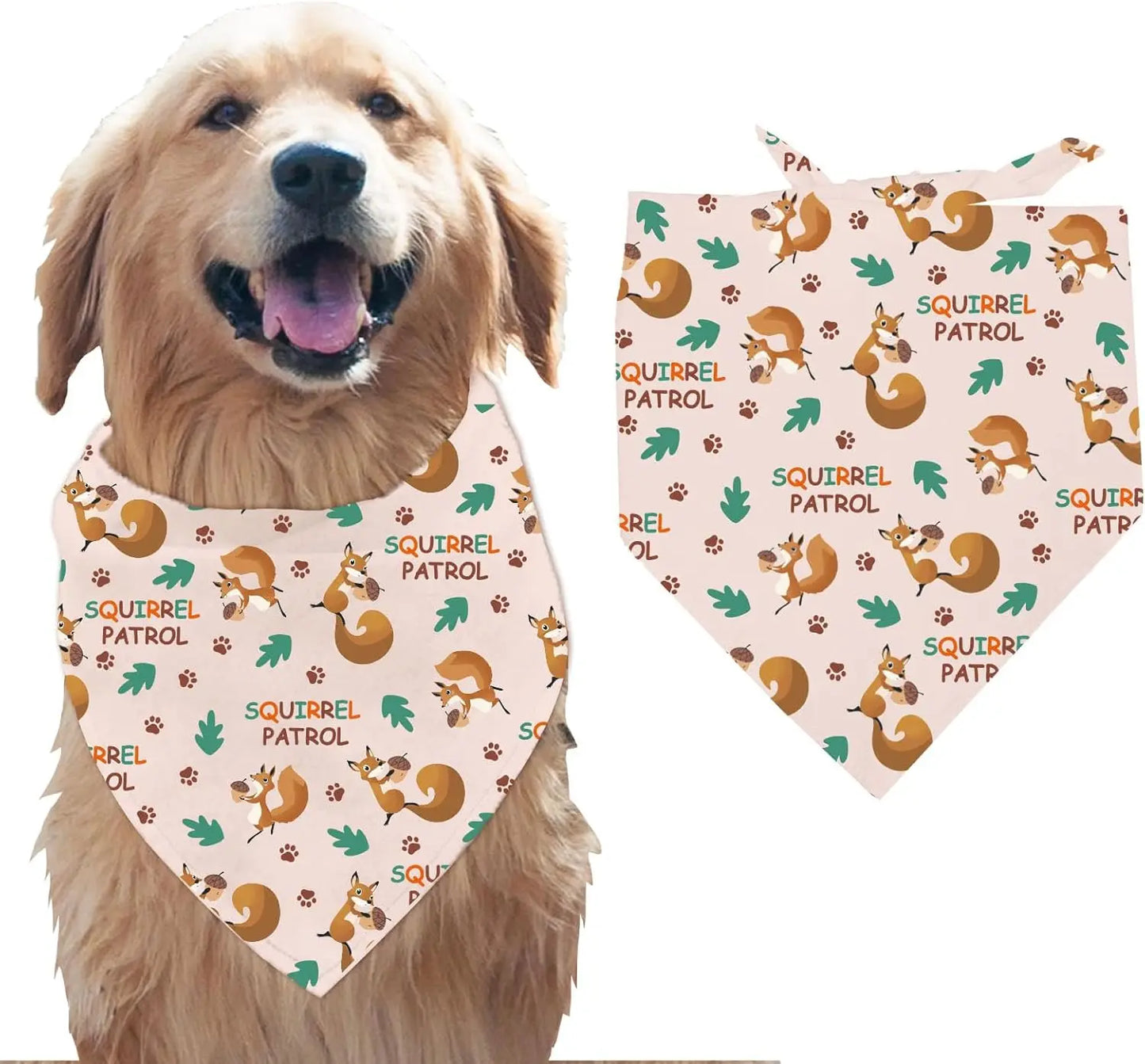1 Pc Pet Dog Bandana Cotton Triangle Pet's Bandana Squirrel Patrol Washable Scarf Bibs Animal Foot Printed Pet making kit