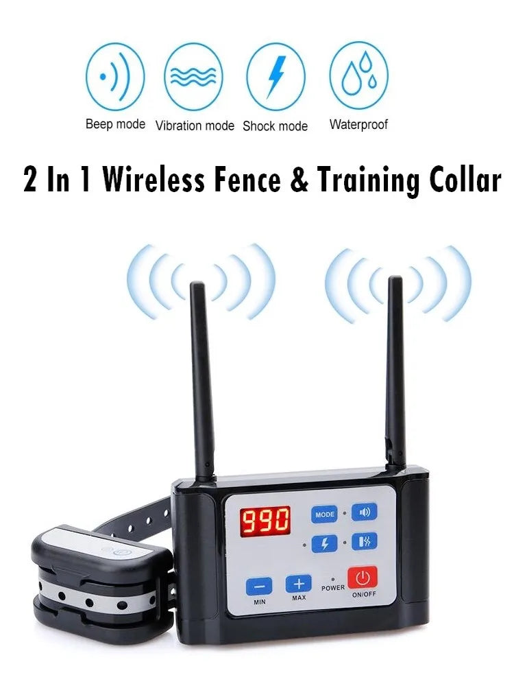 990 Yards 2 In 1 Pet Dog Wireless Fence Remote Training Collar Waterproof Rechargeable Electric Pet Fence Anti Runaway Barrier